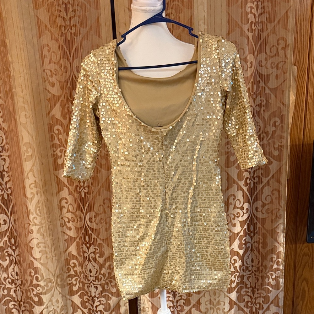 Love Tease Gold Sequin Mini Dress - Picture 2 of 5